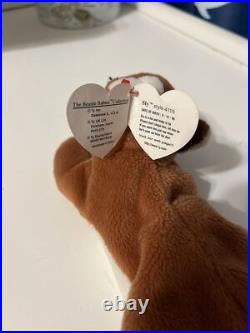 RARE 1996 Sly the fox Beanie Baby Style 4115 PVC Pellets and Tag Misprint