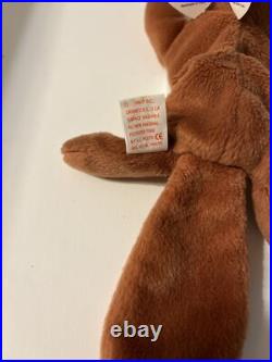 RARE 1996 Sly the fox Beanie Baby Style 4115 PVC Pellets and Tag Misprint