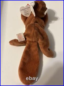 RARE 1996 Sly the fox Beanie Baby Style 4115 PVC Pellets and Tag Misprint