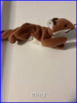 RARE 1996 Sly the fox Beanie Baby Style 4115 PVC Pellets and Tag Misprint