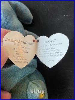 RARE 1997 Chameleon ty beanie babies Rainbow brand new with brand new tags