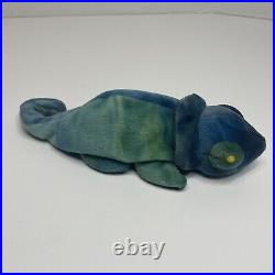 RARE 1997 Ty Beanie Baby Iggy the Chameleon Tag Error reading Rainbow