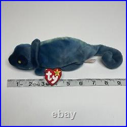 RARE 1997 Ty Beanie Baby Iggy the Chameleon Tag Error reading Rainbow