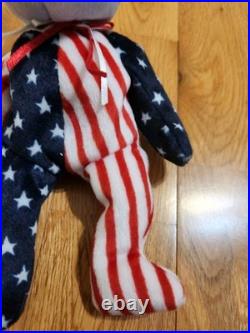RARE 1999 Blue Face Spangle the Bear Ty Beanie Baby with Errors Retired