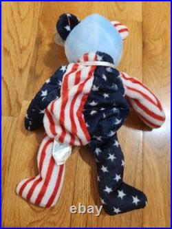 RARE 1999 Blue Face Spangle the Bear Ty Beanie Baby with Errors Retired
