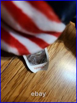 RARE 1999 Blue Face Spangle the Bear Ty Beanie Baby with Errors Retired