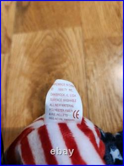 RARE 1999 Blue Face Spangle the Bear Ty Beanie Baby with Errors Retired