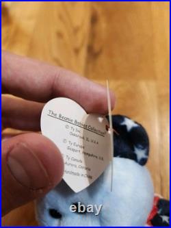 RARE 1999 Blue Face Spangle the Bear Ty Beanie Baby with Errors Retired