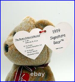 RARE 1999 SIGNATURE BEAR Ty Beanie Baby MINT ORIGINAL Retired with ERRORS MWMT