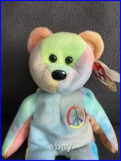 RARE 1ST EDITIONPeace Ty Beanie Baby WithERRORS! ORIGINAL & SURFACE WASH STAMP RARE 1ST EDITIONPeace Ty Beanie Baby WithERRORS! ORIGINAL & SURFACE WASH STAMP