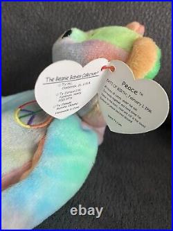 RARE 1ST EDITIONPeace Ty Beanie Baby WithERRORS! ORIGINAL & SURFACE WASH STAMP RARE 1ST EDITIONPeace Ty Beanie Baby WithERRORS! ORIGINAL & SURFACE WASH STAMP