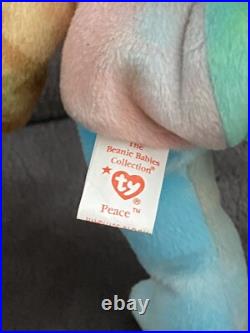 RARE 1ST EDITIONPeace Ty Beanie Baby WithERRORS! ORIGINAL & SURFACE WASH STAMP RARE 1ST EDITIONPeace Ty Beanie Baby WithERRORS! ORIGINAL & SURFACE WASH STAMP