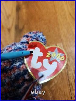 RARE 2000 July 4 USA Bear Ty Beanie Baby Tag Errors Retired T1086