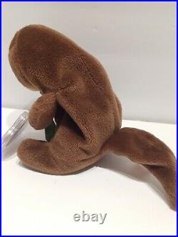 RARE 95/96 TY Seaweed Otter Beanie Baby Retired Tag & dates Errors pvc pellet