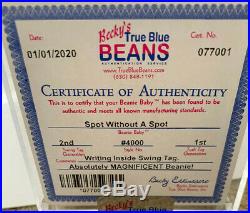 RARE Authenticated TY 2nd gen SPOT Without A Spot Beanie Baby 2nd hang/ 1st tush