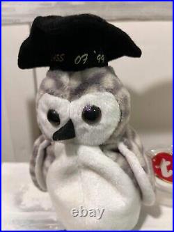 RARE BEANIE BABY. Wise And Wiser Graduation Owls! 98/99, TAG ERRORS, HOLOGRAM