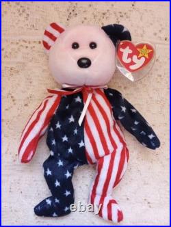 RARE Beanie Babies 1999 TY Spangle Bear Pink Face Beanie Baby Tag Errors Plush RARE Beanie Babies 1999 TY Spangle Bear Pink Face Beanie Baby Tag Errors Plush