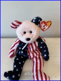 RARE Beanie Babies 1999 TY Spangle Bear Pink Face Beanie Baby Tag Errors Plush RARE Beanie Babies 1999 TY Spangle Bear Pink Face Beanie Baby Tag Errors Plush