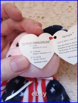 RARE Beanie Babies 1999 TY Spangle Bear Pink Face Beanie Baby Tag Errors Plush RARE Beanie Babies 1999 TY Spangle Bear Pink Face Beanie Baby Tag Errors Plush