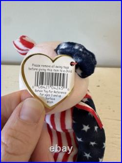 RARE Beanie Babies 1999 TY Spangle Bear Pink Face Beanie Baby Tag Errors Plush RARE Beanie Babies 1999 TY Spangle Bear Pink Face Beanie Baby Tag Errors Plush