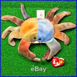 RARE Claude The Crab 1996 Retired Ty Beanie Baby MWMT Canadian Customs PVC Tush