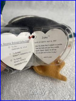 RARE ERRORS 1997 Tags 1998 Tush Ty Beanie Baby JAKE The Mallard Duck Original