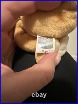 RARE Hope Beanie Baby 1998- EXTREMLEY Good Condition, Tag Errors & Tag Cover