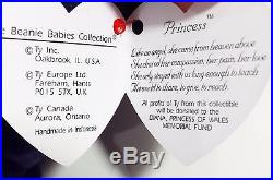 RARE INDONESIA! 1st EDITION PVC PRINCESS (Diana) Bear Ty Beanie Baby MINT