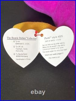 RARE MINT Patti TY Beanie Baby 1993 P. V. C. Pellets Limited Edition With Errors
