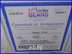 RARE MWMT MQ! Authenticated TY 2nd gen Gray Happy Beanie Baby