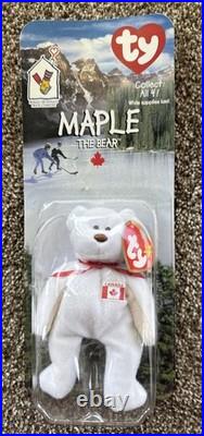 RARE Maple The Bear- 1999 McDonalds TY Beanie Baby With Errors 1993 & OakBrook