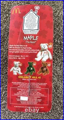 RARE Maple The Bear- 1999 McDonalds TY Beanie Baby With Errors 1993 & OakBrook