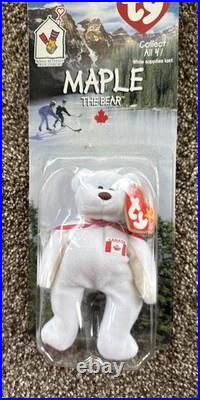 RARE Maple The Bear- 1999 McDonalds TY Beanie Baby With Errors 1993 & OakBrook