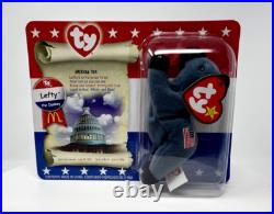 RARE! McDonald's TY Beanie Babies American Trio-Righty, Lefty, Libearty+Spangle