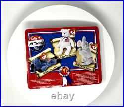 RARE! McDonald's TY Beanie Babies American Trio-Righty, Lefty, Libearty+Spangle