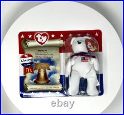 RARE! McDonald's TY Beanie Babies American Trio-Righty, Lefty, Libearty+Spangle