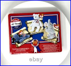 RARE! McDonald's TY Beanie Babies American Trio-Righty, Lefty, Libearty+Spangle