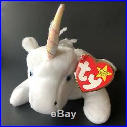 RARE Mystic Beanie Baby With Tag Errors 1994 Yarn Mane / Tail -White Unicorn