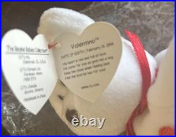 RARE NEW Ty Valentino Bear Beanie Baby 1993/1994 with Brown Nose and tag errors