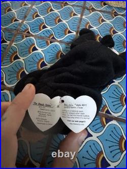 RARE OG? Ty Beanie Baby Blackie The Bear 1993/1994 Tag Errors PVC Pellets