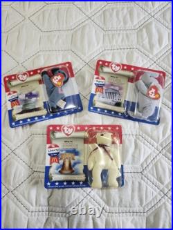 RARE & ORIGINAL TY Beanie Babies American Trio Set Righty, Lefty & Libearty 1996