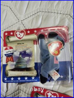 RARE & ORIGINAL TY Beanie Babies American Trio Set Righty, Lefty & Libearty 1996