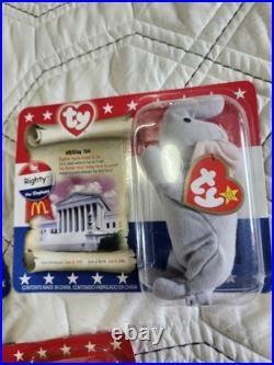RARE & ORIGINAL TY Beanie Babies American Trio Set Righty, Lefty & Libearty 1996