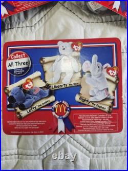 RARE & ORIGINAL TY Beanie Babies American Trio Set Righty, Lefty & Libearty 1996