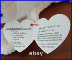 RARE Original 1996 Ty Beanie Baby Fleece Lamb #4125 withTag Errors