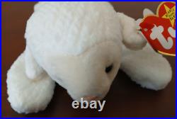 RARE Original 1996 Ty Beanie Baby Fleece Lamb #4125 withTag Errors