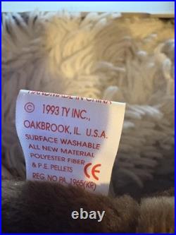 RARE Original CHOCOLATE the Moose Beanie Baby 1993 (Retired) with errors