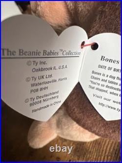 RARE Original Ty Beanie Babies Bones The Dog 1993 PVC Pellets Errors RARE Original Ty Beanie Babies Bones The Dog 1993 PVC Pellets Errors
