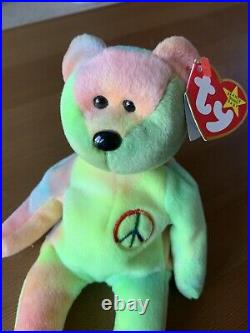 RARE Peace Bear? Beanie Baby Retired Vintage 1996 TY