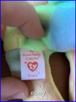 RARE Peace Bear? Beanie Baby Retired Vintage 1996 TY
